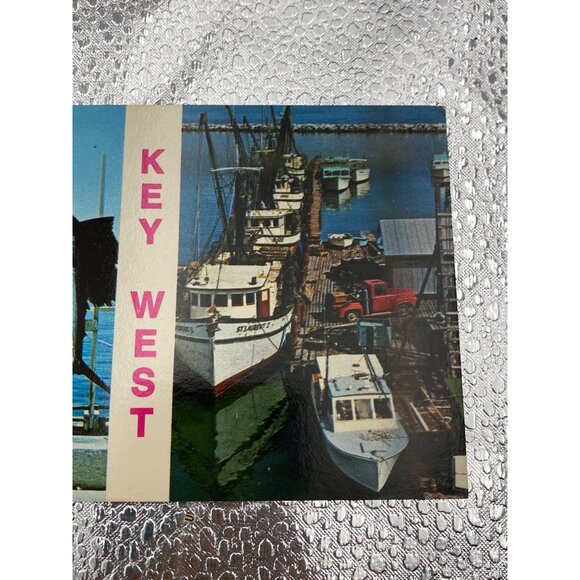 VTG Key West FL Postcard Charter Boat Fishing & Shrimp Fleet Scene Unposted - Picture 3 of 7